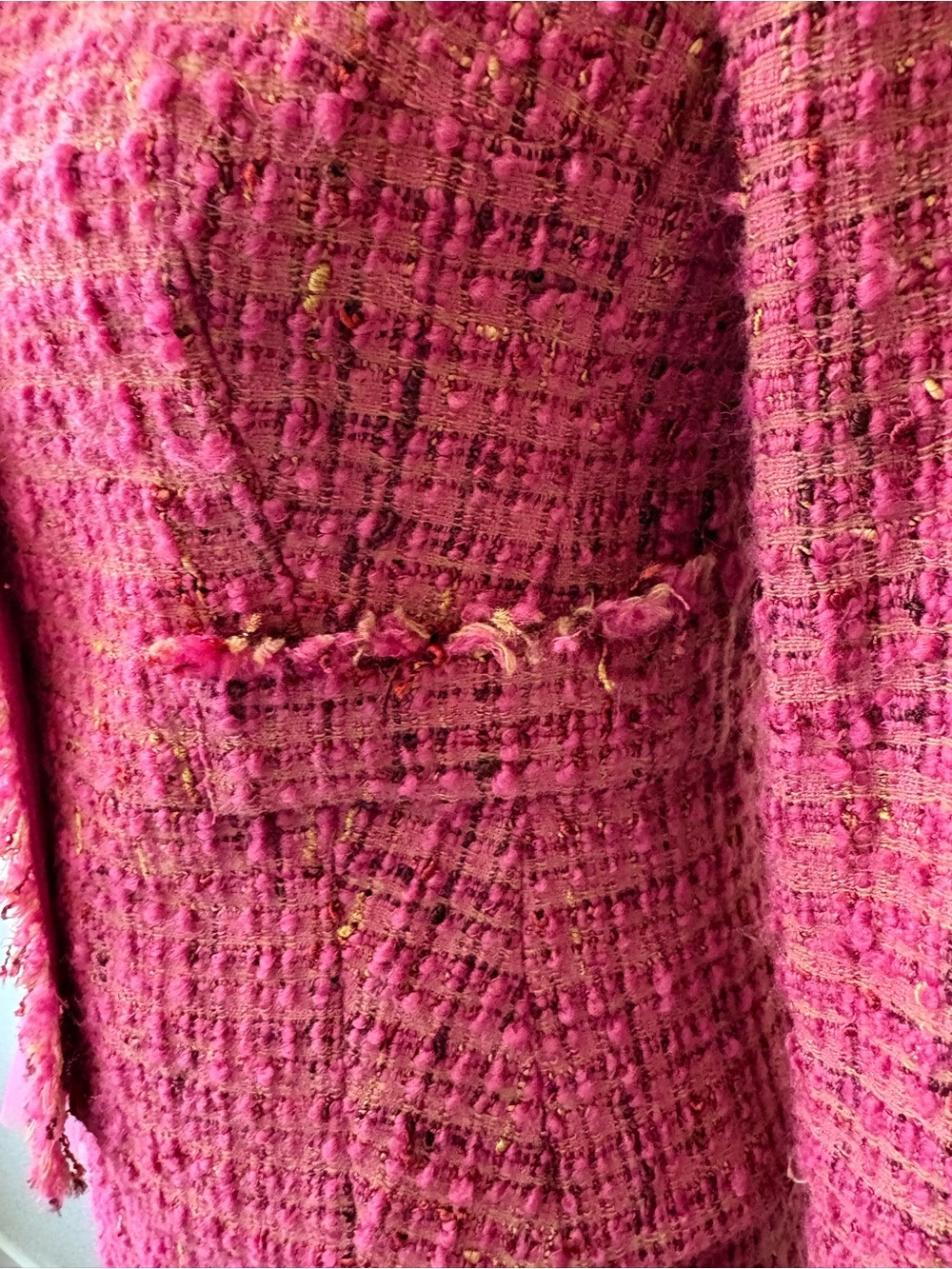 Vintage Rickie Freeman Teri Jon Pink Boucle Tweed Skirt Suit Emboidered Trim 2/4 - Picture 13 of 15